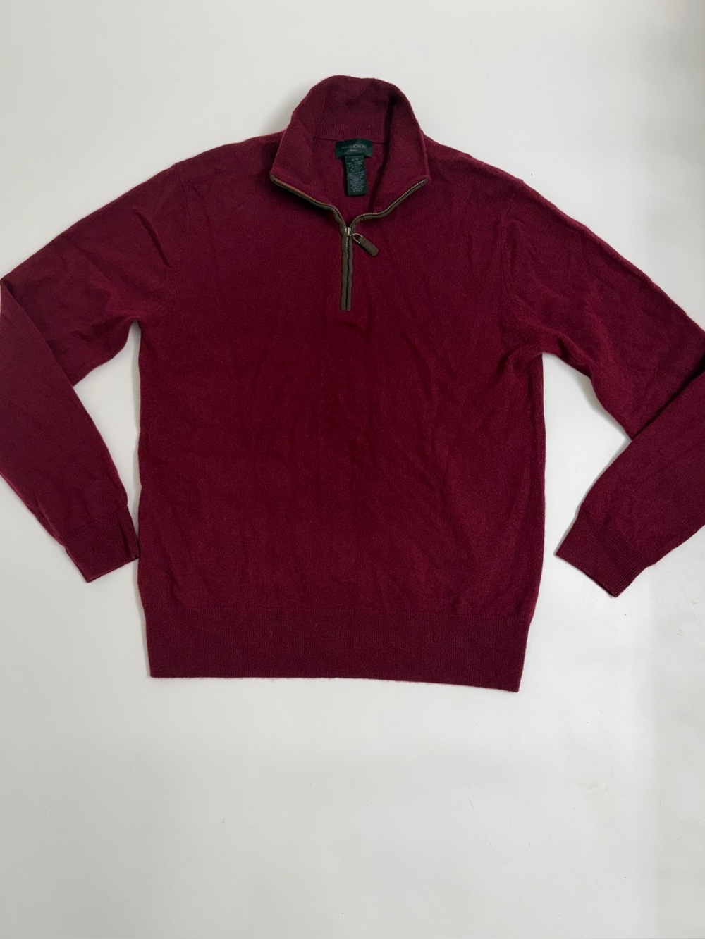 Magaschoni Man 100% Cashmere Quarter Zip Sweater Burgundy Men’s M